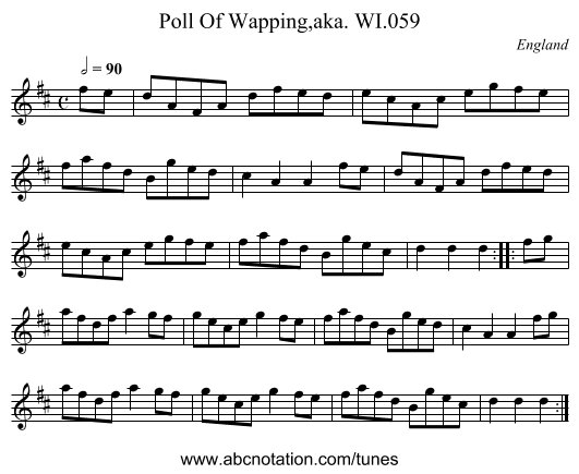 Poll Of Wapping,aka. WI.059 - staff notation