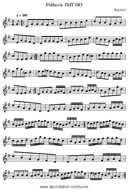 Pollacca. JMT.083 - staff notation