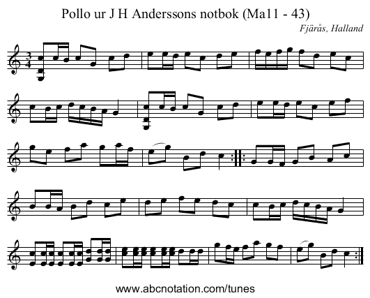 Pollo ur J H Anderssons notbok (Ma11 - 43) - staff notation