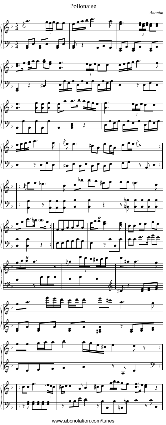 Pollonaise - staff notation