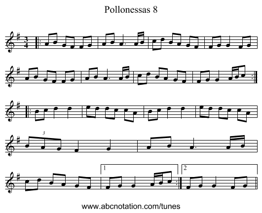 Pollonessas 8 - staff notation
