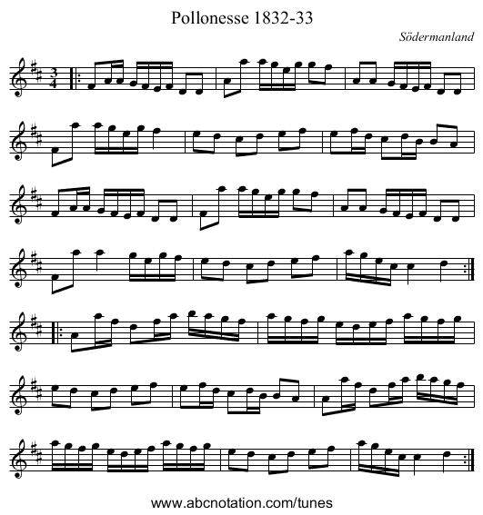 Pollonesse 1832-33 - staff notation