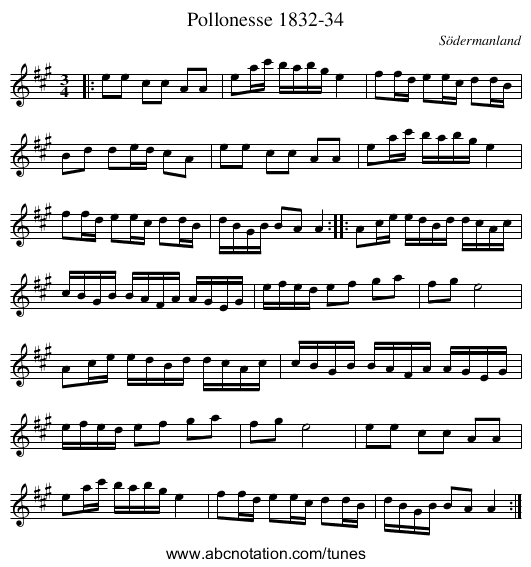 Pollonesse 1832-34 - staff notation
