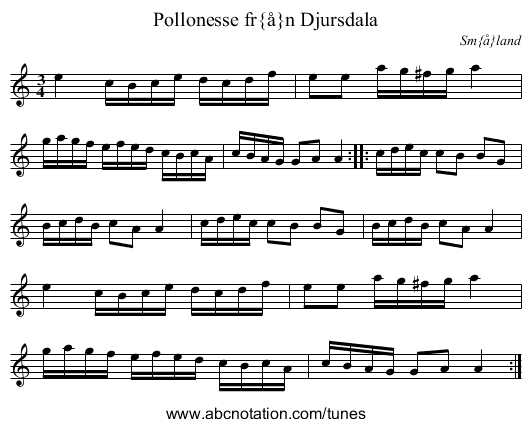 Pollonesse fr&aring;n Djursdala - staff notation