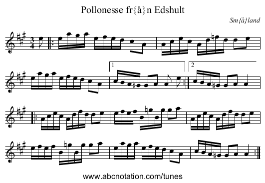 Pollonesse fr&aring;n Edshult - staff notation