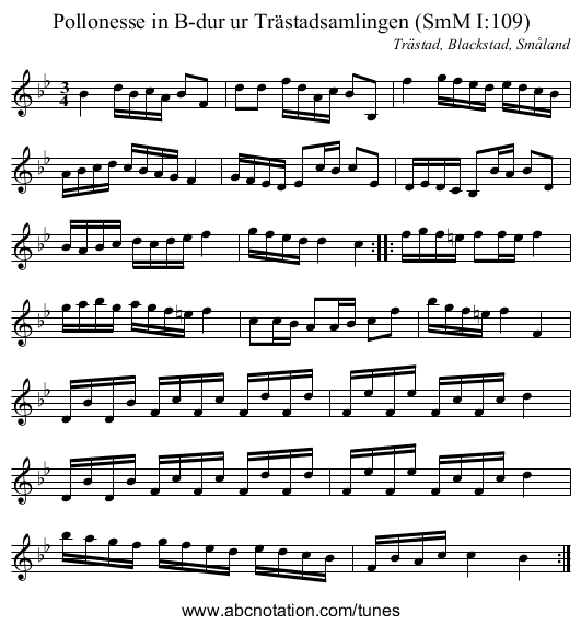 Pollonesse in B-dur ur Trästadsamlingen (SmM I:109) - staff notation