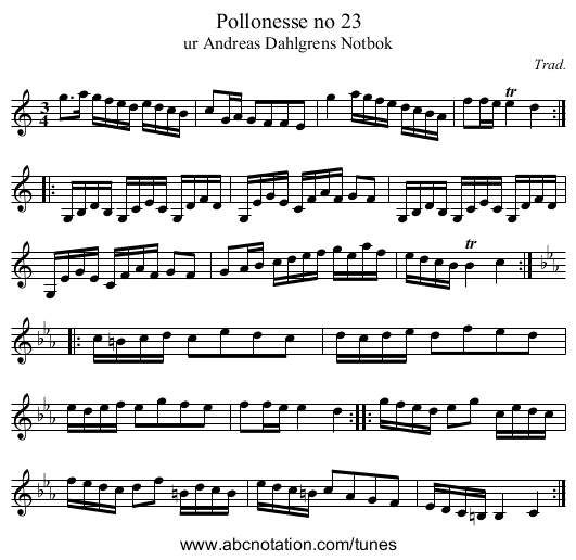 Pollonesse no 23 - staff notation