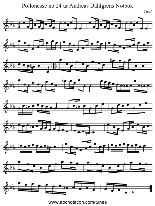 Pollonesse no 24 ur Andreas Dahlgrens Notbok - staff notation
