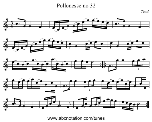 Pollonesse no 32 - staff notation