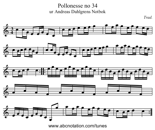 Pollonesse no 34 - staff notation