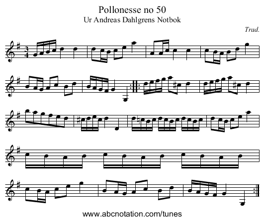 Pollonesse no 50 - staff notation