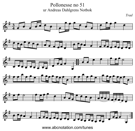 Pollonesse no 51 - staff notation