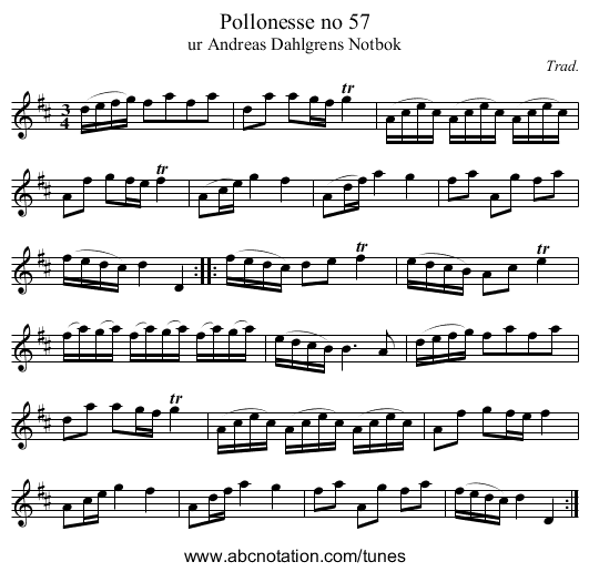 Pollonesse no 57 - staff notation