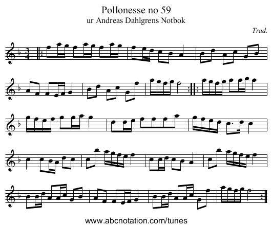 Pollonesse no 59 - staff notation