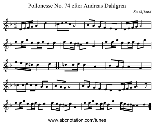 Pollonesse No. 74 efter Andreas Dahlgren - staff notation
