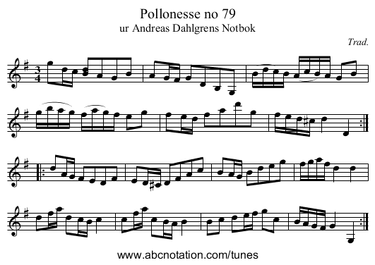 Pollonesse no 79 - staff notation