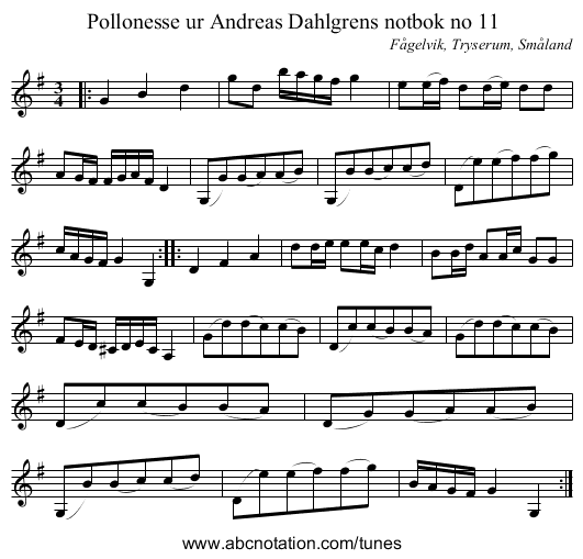 Pollonesse ur Andreas Dahlgrens notbok no 11 - staff notation