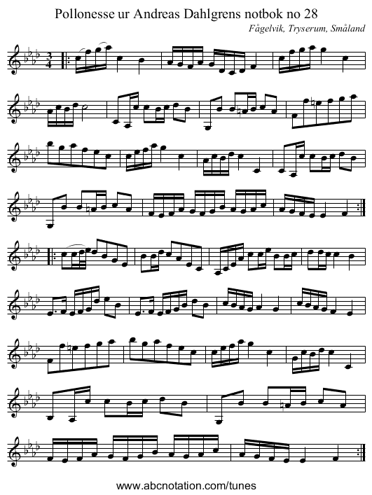 Pollonesse ur Andreas Dahlgrens notbok no 28 - staff notation