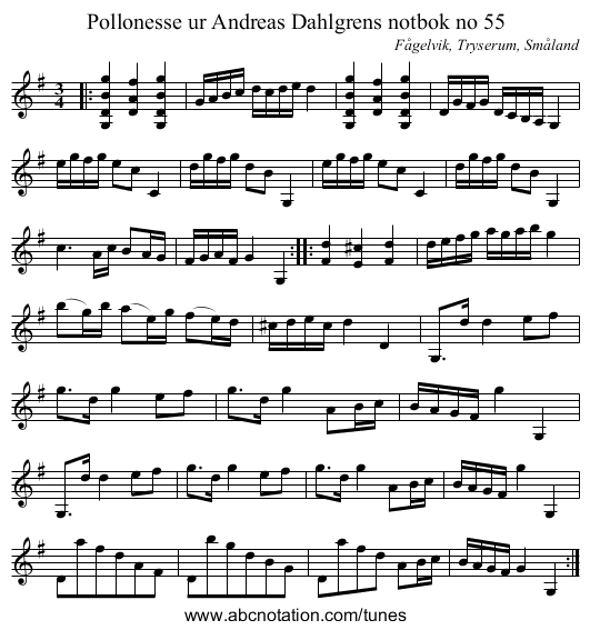 Pollonesse ur Andreas Dahlgrens notbok no 55 - staff notation
