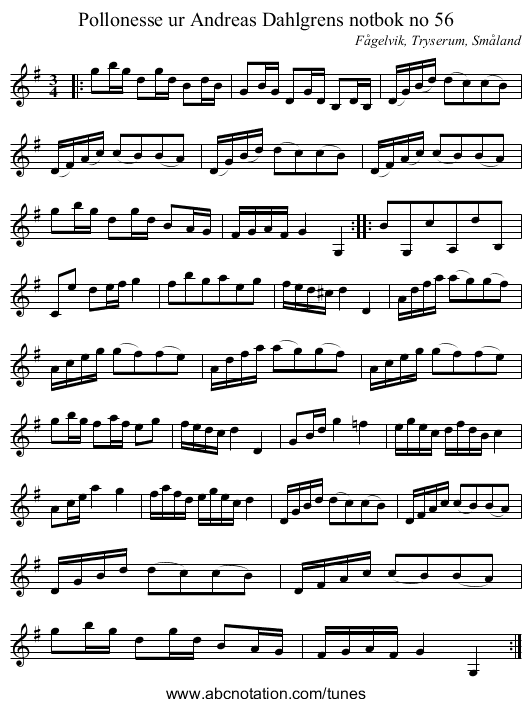Pollonesse ur Andreas Dahlgrens notbok no 56 - staff notation