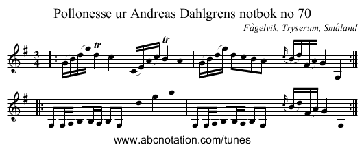 Pollonesse ur Andreas Dahlgrens notbok no 70 - staff notation