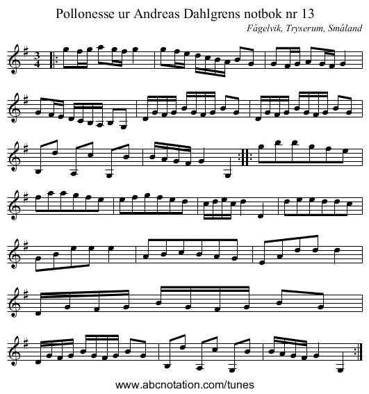 Pollonesse ur Andreas Dahlgrens notbok nr 13 - staff notation