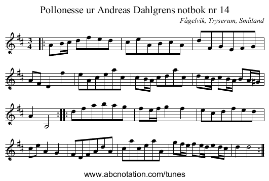 Pollonesse ur Andreas Dahlgrens notbok nr 14 - staff notation