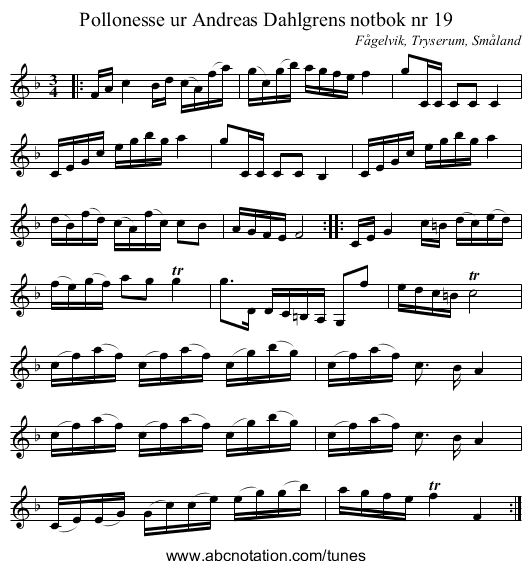 Pollonesse ur Andreas Dahlgrens notbok nr 19 - staff notation