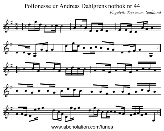 Pollonesse ur Andreas Dahlgrens notbok nr 44 - staff notation