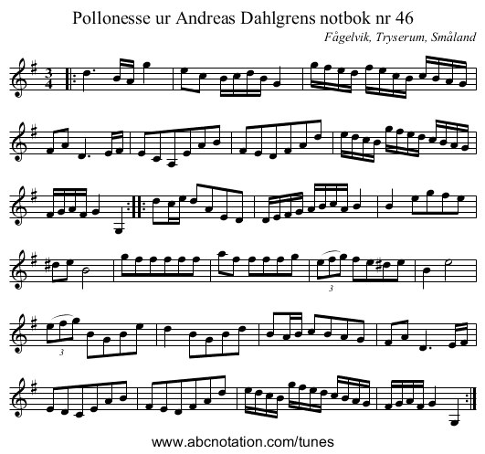 Pollonesse ur Andreas Dahlgrens notbok nr 46 - staff notation