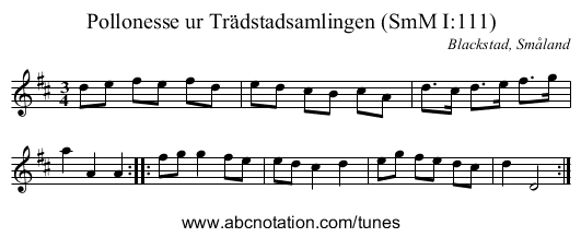 Pollonesse ur Trädstadsamlingen (SmM I:111) - staff notation