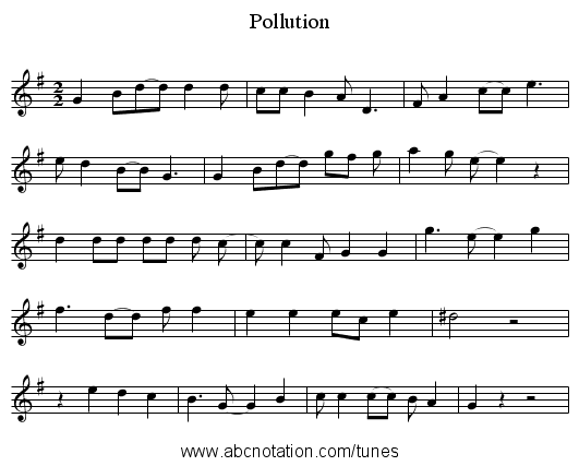 Pollution - staff notation