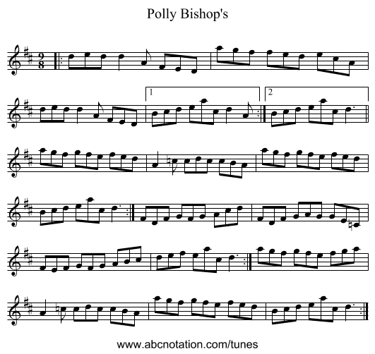 Polly Bishop's - staff notation