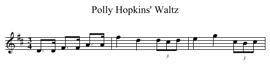Polly Hopkins' Waltz - staff notation