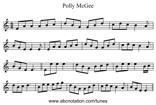Polly McGee - staff notation