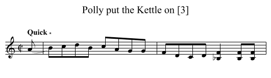 Polly put the Kettle on [3] - staff notation
