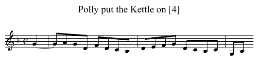 Polly put the Kettle on [4] - staff notation