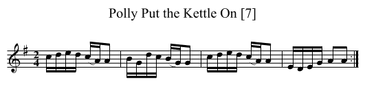 Polly Put the Kettle On [7] - staff notation