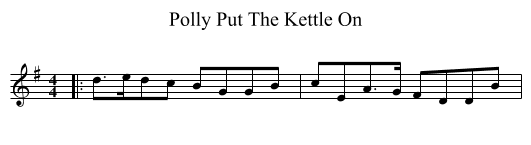 Polly Put The Kettle On - staff notation