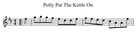 Polly Put The Kettle On - staff notation