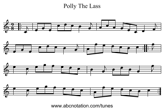 Polly The Lass - staff notation