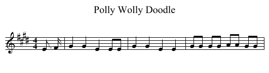 Polly Wolly Doodle - staff notation