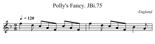 Polly's Fancy. JBi.75 - staff notation