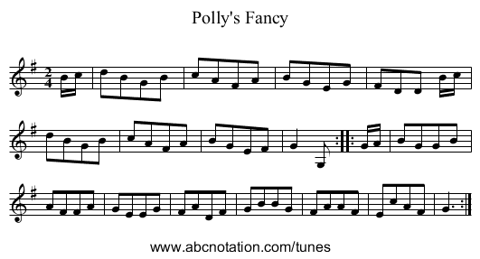 Polly's Fancy - staff notation