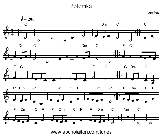 Polomka - staff notation