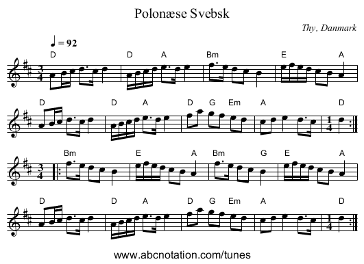 Polonæse Svebsk - staff notation