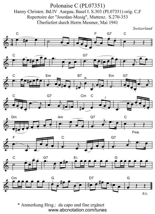 Polonaise C (PL07351) - staff notation
