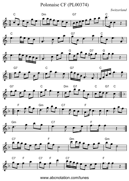 Polonaise CF (PL00374) - staff notation