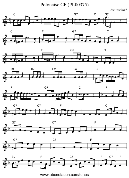 Polonaise CF (PL00375) - staff notation