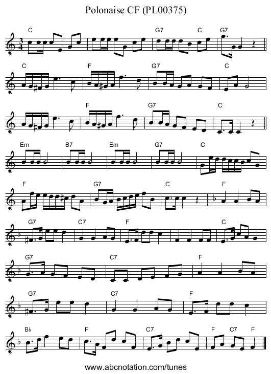 Polonaise CF (PL00375) - staff notation